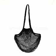 Portable Cotton Mesh Grocery Bags, Reusable Net Shopping Handbag, Black, 58.05cm, Bag: 35x38x1.8cm. (ABAG-H100-A17)