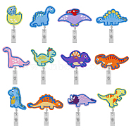 1 Set Dinosaur Badge Reels, Polyester & ABS Plastic Retractable Badge Holder, Mixed Color, 118~147mm, 12pcs/set(AJEW-FH0003-74)