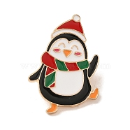 Christmas Series Golden Aolly Brooches, Enamel Pins, Penguin, 29x21x2mm(JEWB-U004-01D)