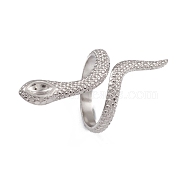 304 Stainless Steel Snake Open Cuff Ring Findings, Pad Ring Settings with Horse Eye Tray, Stainless Steel Color, US Size 7(17.3mm), Tray: 3x4mm(RJEW-G285-25P)