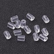 Plastic Ear Nuts, Earring Backs, Clear, 3x3mm, Hole: 0.3mm, about 550pcs/10g(X-FIND-R008-3x3mm)