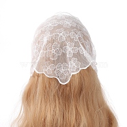 Lace Triangular Scarf Headband, Sweet Girl Style Headscarf, White, 900x300mm(PW-WG55372-06)