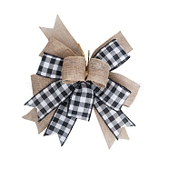 Christmas Linen Big Bowknot Decorations, with Twist Tie, for Christmas Party Decorations, Tan, 215x250x31mm(AJEW-M041-01A)