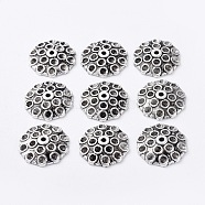 Tibetan Style Bead Caps, Lead Free and Cadmium Free, Flat Round, Antique Silver, Size: about 19mm in diameter, 5mm thick, hole: 2mm(X-TIBEB-A12045-FF-1)