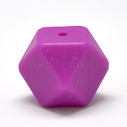 Food Grade Eco-Friendly Silicone Beads, Chewing Beads For Teethers, DIY Nursing Necklaces Making, Faceted Cube, Orchid, 17x17x17mm, Hole: 2mm(SIL-Q009A-05)