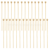 200Pcs Brass Ball Head Pins, Real 18K Gold Plated, 30x0.6mm, 22 Gauge, Head: 2mm(KK-BBC0002-83)