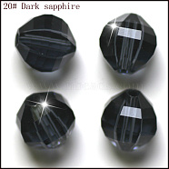 K9 Glass, Imitation Austrian Crystal Beads, Grade AAA, Faceted, Round, Prussian Blue, 10mm, Hole: 0.9~1mm(SWAR-F079-10mm-20)