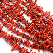 Dyed Chips Synthetic Coral Beads Strands, Indian Red, 4~18x2~5x2~4mm, Hole: 0.5mm, 16.1 inch/strand, about 2082~3562pcs/500g(CORA-Q026-01A)