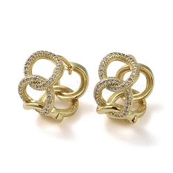 Brass Micro Pave Cubic Zirconia Hoop Earrings, Twist Rings, Real 16K Gold Plated, 19.5x21mm(EJEW-H308-06G)