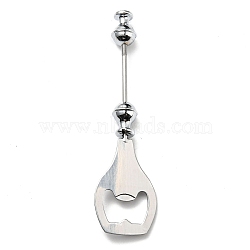 201 Stainless Steel Beadable Bottle Opener, with Alloy Bead, Platinum & Stainless Steel Color, 143x36x15mm(FIND-G060-02)