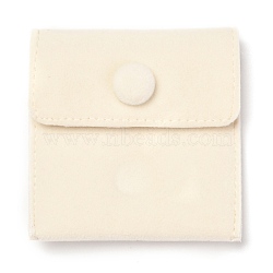 Square Velvet Jewelry Bags, with Snap Fastener, PapayaWhip, 6.7~7.3x6.7~7.3x0.95cm(TP-B001-01A-02)