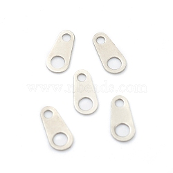 Tarnish Resistant 304 Stainless Steel Chain Tabs, Chain Extender Connectors, Teardrop, Stainless Steel Color, 8.5x4x0.5mm, Hole: 1.4mm and 2.1mm(STAS-G245-04B)