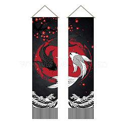 Polyester Wall Hanging Tapestry, for Bedroom Living Room Decoration, Rectangle, Fish, 1160x330mm, 2pcs/set(AJEW-WH0399-049)