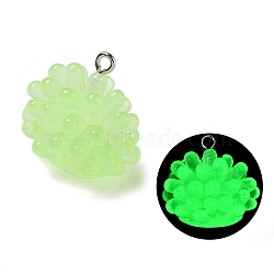 Luminou Resin Pendants, with Iron Loop, Shell, Pale Green, 21.5x24x18mm, Hole: 2mm(RESI-R452-02A)