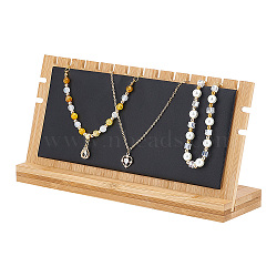 Bamboo Necklace Display Stands, with Imitation Leather, Rectangle, Black, Finish Product: 24.8x6.2x12.3cm, about 2pcs/set(NDIS-WH0003-010)