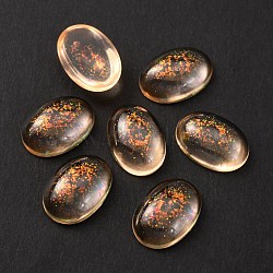 Transparent Resin Cabochons, with Gold Powder, Imitation Gemstone, Oval, Orange, 14x10x4mm(CRES-TAC0001-005L)