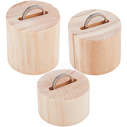 3 Sizes Wood Ring Display Pedestal Set, Finger Ring Organizer Holder, Column, Bisque, 5x3.05~5cm, Groove: 3x0.48cm, 3pcs/set(ODIS-WH0029-95)