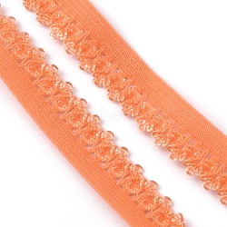 Polyester Elastic Cords with Single Edge Trimming, Flat, Dark Orange, 13mm(EC-WH0020-06E)