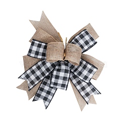 Christmas Linen Big Bowknot Decorations, with Twist Tie, for Christmas Party Decorations, Tan, 215x250x31mm(AJEW-M041-01A)