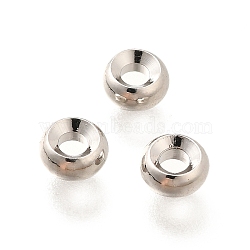 Brass Beads, Long-Lasting Plated, Cadmium Free & Lead Free, Flat Round, Platinum, 5x2.5mm, Hole: 2mm(KK-M312-11P)