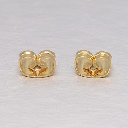 Real 18K Gold Plated Brass Ear Nuts, Friction Earring Backs for Stud Earrings, Lead Free & Cadmium Free & Nickel Free, 6x4.5x3mm, Hole: 0.8mm(KK-L147-214-NR)