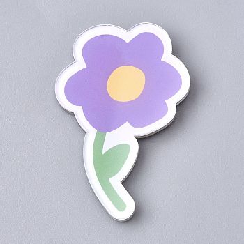 Fridge Magnets Acrylic Decorations, Flower, Lilac, 51x33x4mm