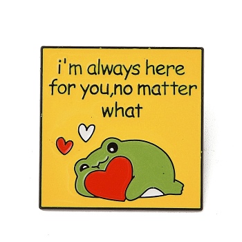 I'm Always Here for You No Matter What Alloy Brooches, Cartoon Frog Enamel Pins, Gold, 35x35mm