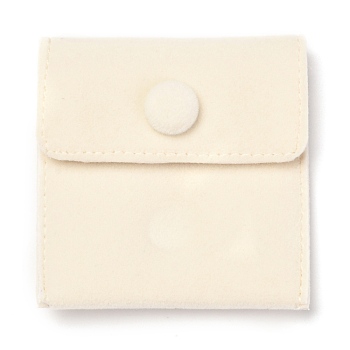 Square Velvet Jewelry Bags, with Snap Fastener, PapayaWhip, 6.7~7.3x6.7~7.3x0.95cm