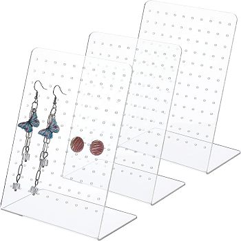Organic Glass Displays, Jewelry Display Rack, Clear Earring Hanger, Rectangle, Clear, 4x2x5-1/2 inch(10x5x14cm), Hole: 2mm