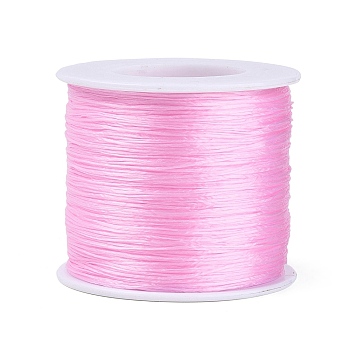 Flat Elastic Crystal Thread, Jewelry Beading Cords, for Stretch Bracelet Making, with Spool, Pearl Pink, 0.8mm, about 546.81 Yards(500m)/Roll