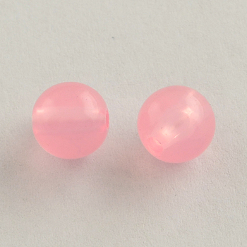 Imitation Jelly Round Acrylic Beads, Pink, 10mm, Hole: 1.5mm, about 920pcs/500g