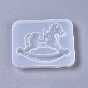 Silicone Molds, Resin Casting Molds, For UV Resin, Epoxy Resin Jewelry Making, Rocking horses, White, 108x86x11.5mm