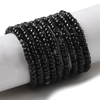 Natural Freshwater Shell Beads Strands, Dyed, Rondelle, Black, 3x2mm, Hole: 0.5mm, about 183~186pcs/strand, 14.96''(38cm)