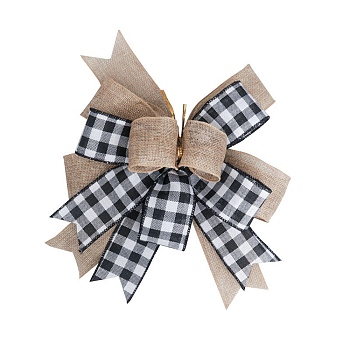 Christmas Linen Big Bowknot Decorations, with Twist Tie, for Christmas Party Decorations, Tan, 215x250x31mm