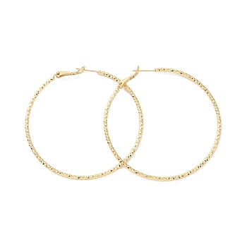 Brass Big Hoop Earrings for Women, Long-Lasting Plated, Cadmium Free & Nickel Free & Lead Free, Real 18K Gold Plated, 12 Gauge, 62x60x2mm, Pin: 0.8mm