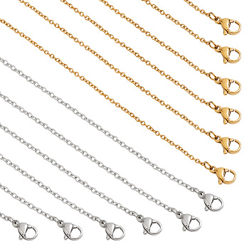 Nbeads 20Pcs 2 Colors 304 Stainless Steel Cable Chain Necklaces Set, for Beadable Necklace Making, Golden & Stainless Steel Color, 19.69 inch(500mm), 10pcs/color