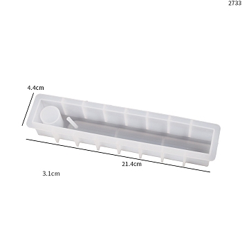 Silicone Food Grade Molds, Candlestick & Incense Burners Molds, Gesso Resin Casting Molds, White, Rectangle, 214x44x31mm