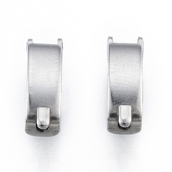 304 Stainless Steel Fold Over Clasps, Stainless Steel Color, 11.5x3.5x4.5mm