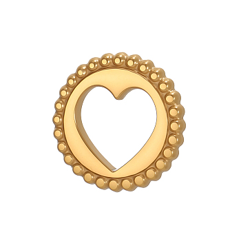 304 Stainless Steel Pendants, Heart Charms, Ion Plating(IP), Real 18K Gold Plated, 13x13mm