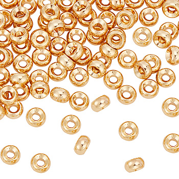 Brass Beads, Rondelle, Real 18K Gold Plated, 5x2.5mm, Hole: 1.8mm, 100pcs/box