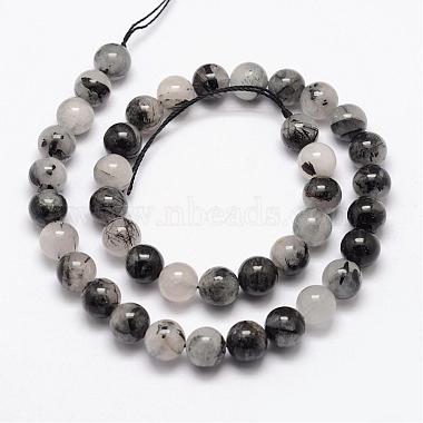 Natural Black Rutilated Quartz Bead Strands(G-P217-32-10mm)-2