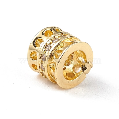 Rack Plating Brass Micro Pave Clear Cubic Zirconia European Style Beads(KK-C019-31G)-2