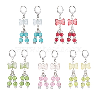 Mixed Color Bowknot Glass Earrings