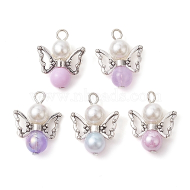 Antique Silver Lavender Blush Angel & Fairy Alloy+Acrylic Pendants