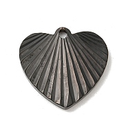 Ion Plating(IP) 304 Stainless Steel Pendants, Heart Charm, Black, 17x18x2mm, Hole: 1.6mm(STAS-D025-01B-01)