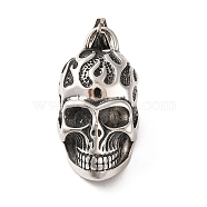 316 Surgical Stainless Steel Pendants, Skull Charms, Antique Silver, 43x23x29mm, Hole: 9x4mm(STAS-Z073-51AS-03)