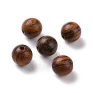 Round Tiger Skin Sandalwood Beads, Undyed, Coconut Brown, 8mm, Hole: 1.5mm(WOOD-G009-01B)