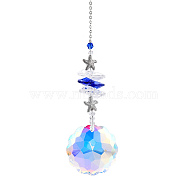 K9 Crystal Glass Big Pendant Decorations, Hanging Sun Catchers, with Metal Finding, Starfish, Deep Sky Blue, 350~380mm(HJEW-PW0001-012B)