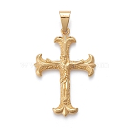 Easter 304 Stainless Steel Big Pendants, Crucifix Cross, Golden, 55.5x37.5x7mm, Hole: 6.5x11mm(STAS-I163-015G)