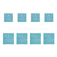 8Pcs 2 Style Square Velvet Jewelry Bags, with Snap Fastener, Turquoise, 7~10x7~10x0.95~1cm, 4pcs/style(TP-HY0001-06B)